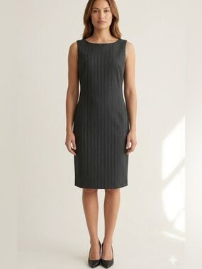 Nygård Collection Pinstripe Sheath Dress - Size 6 - Professional Charcoal Black